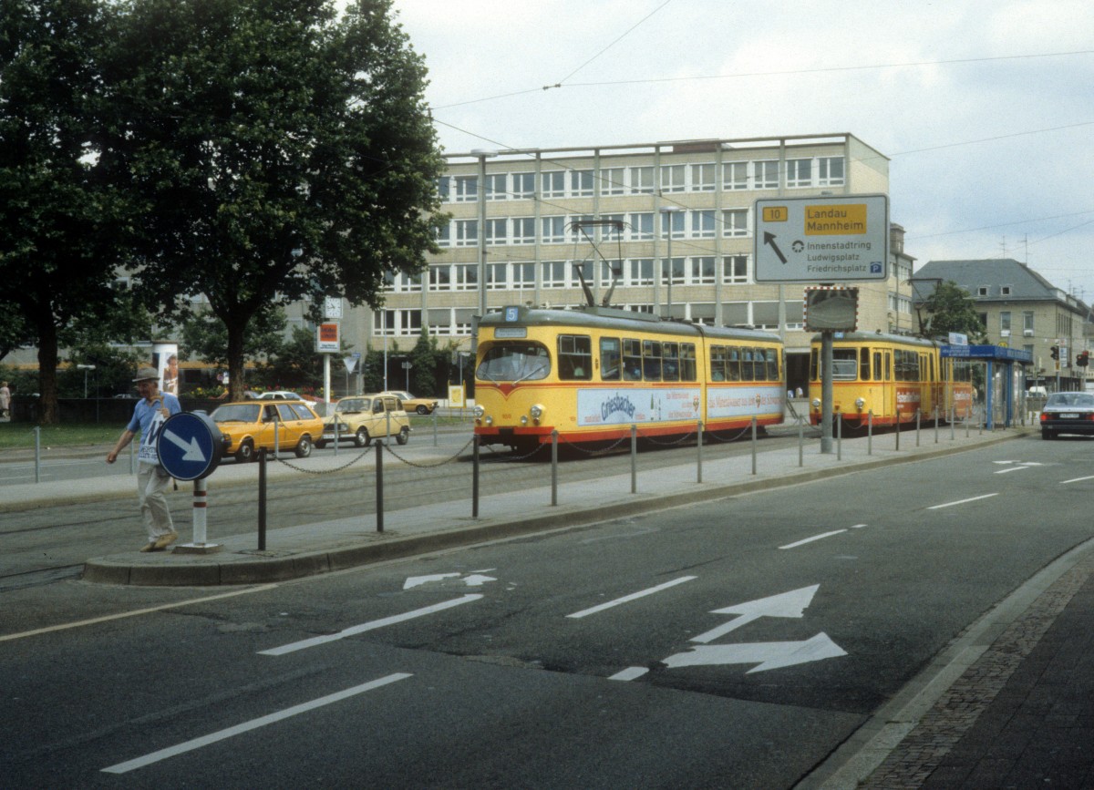 Karlsruhe VBK SL 5 Ettlinger Strasse im Juli 1988.