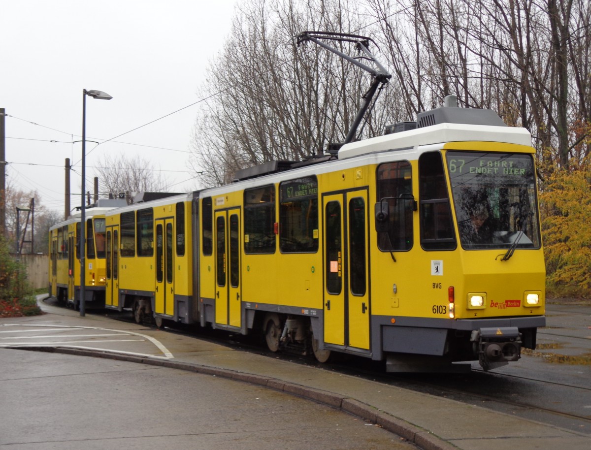 KT4D mod - BVG Wagen 6103 als Linie 67 an der Endhaltestelle S Schöneweide/Sterndamm am 22.11.13