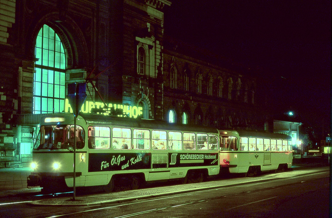 Magdeburg 1002 + 1212, Bahnhofstraße, 08.10.1991.