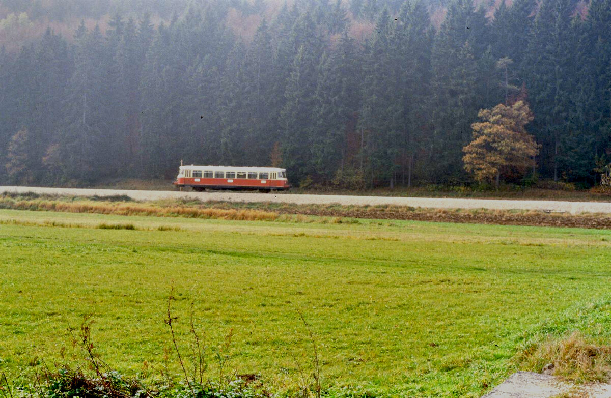 MAN-Schienenbus auf der Hohenzollerischen Landesbahn, 29.10.1984