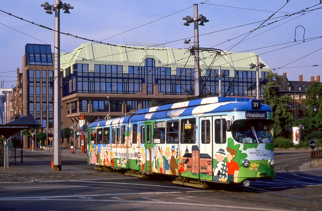 Mannheim 413, Kurpfalzbrücke, 11.08.1986.