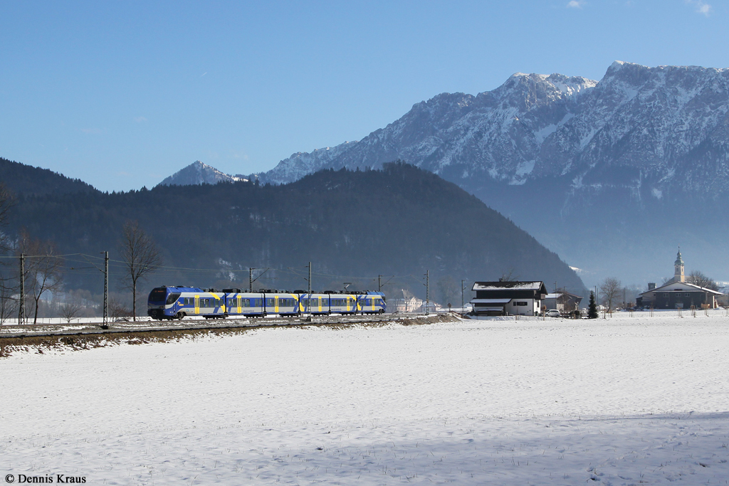 Meridian ET 307 als M 79076 am 01.02.2014 bei Niederaudorf.