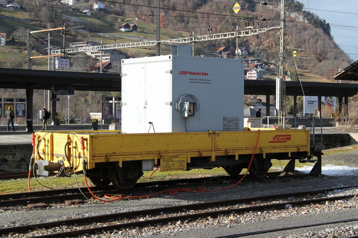 Mobile Wagenvorheizanlage der RhB in Landquart.15.12.13