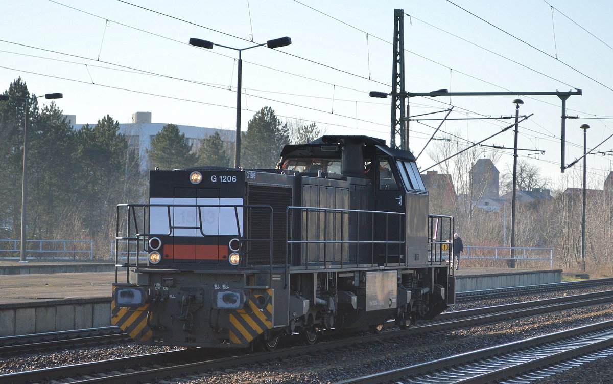 northrail  mit der G 1206 (NVR-Nummer: 92 80 1276 034-6 D-NRAIL) am 17.01.20 Durchfahrt Bf. Flughafen Berlin Schönefeld.