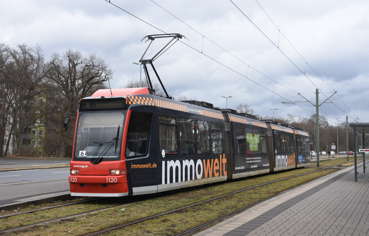 Nürnberg 

VAG GT8N 1120 als Linie 8, Doku Zentrum, 16.03.2018 