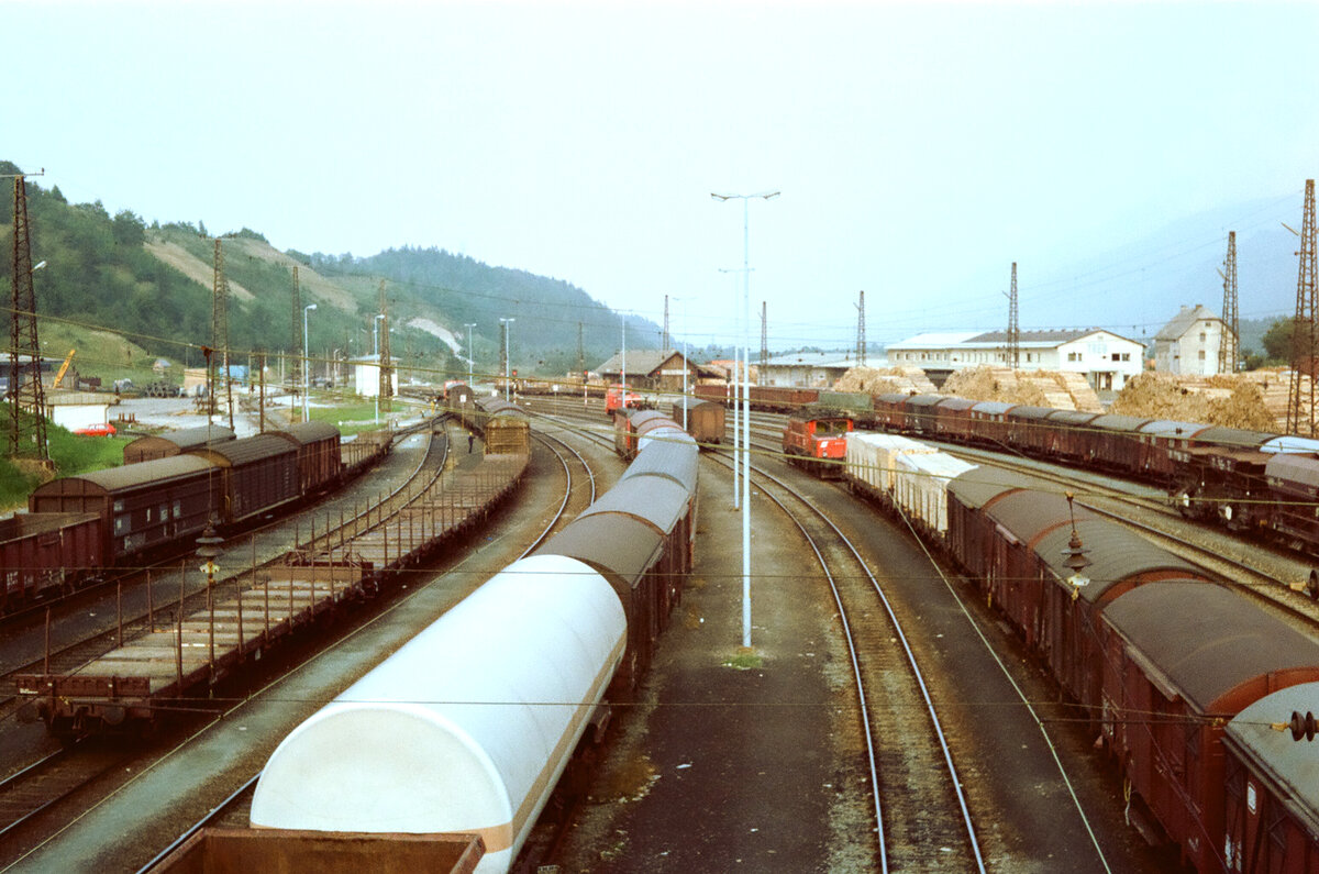 Österreichischer Verschiebebahnhof Arnoldstein im August 1983