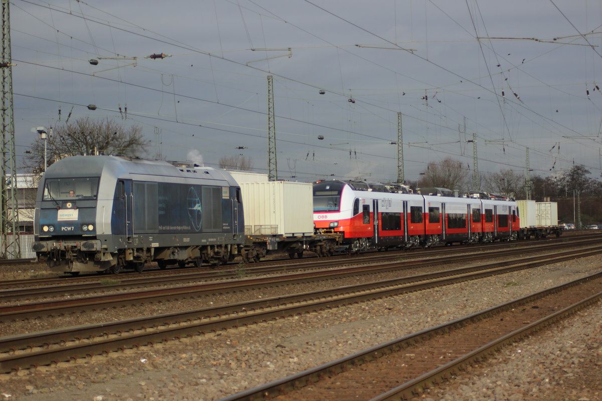 PCW 7 zog am 6.1.2016 einen ÖBB-Cityjet von Rheinkamp ins Prüfcenter nach Wegberg