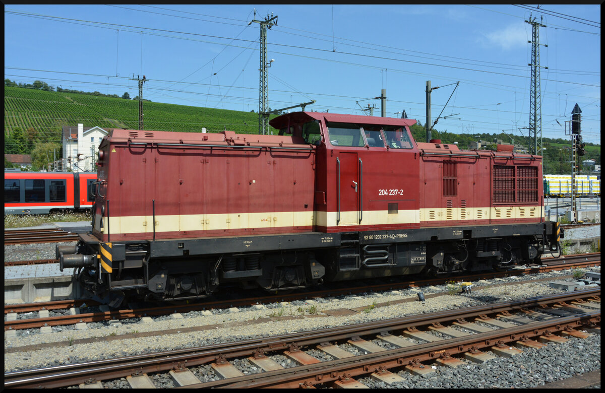 PRESS 204 237-2 am 30.07.2024 im Würzburg Hbf abgestellt auf Gleis 423.