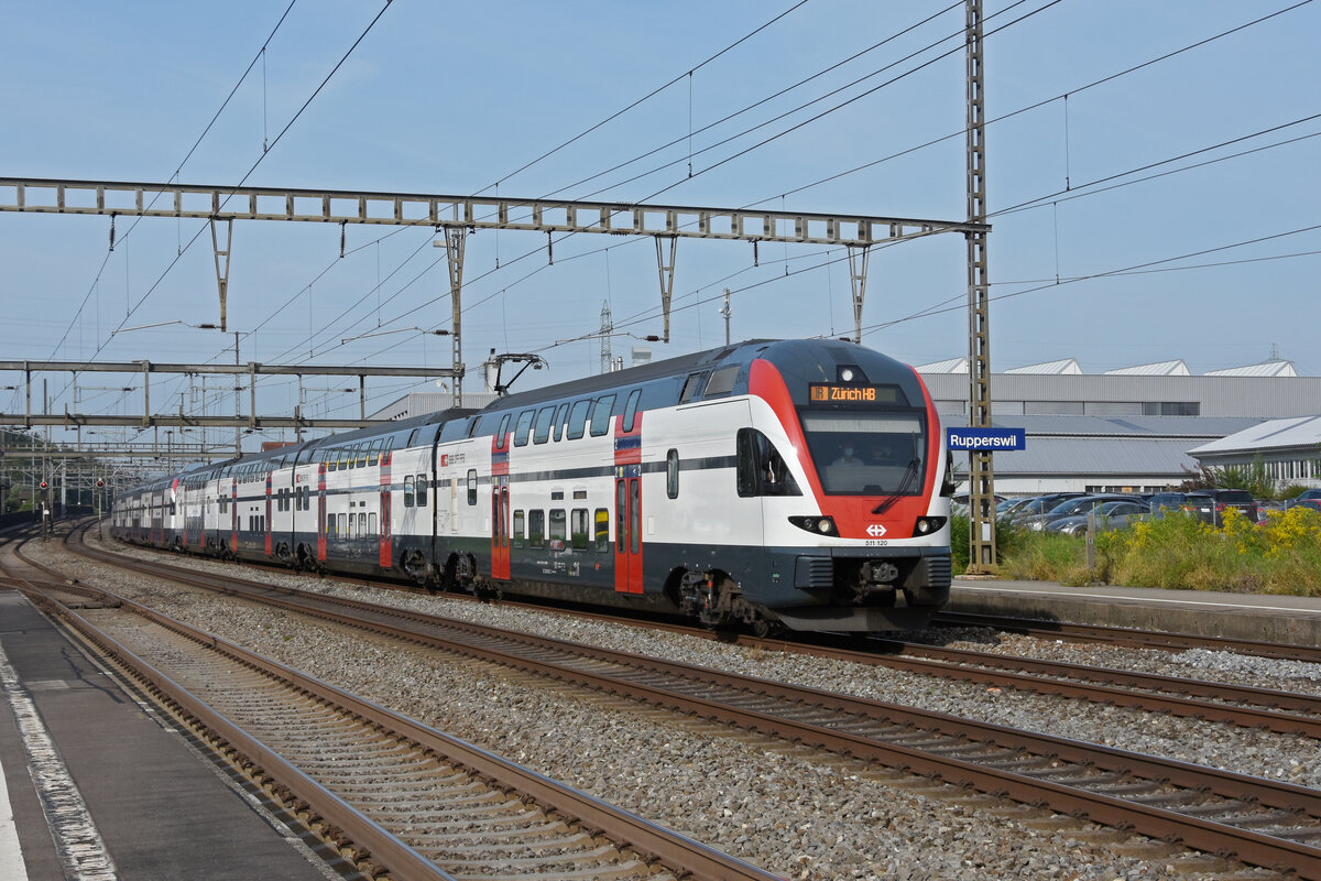 RABe 511 120 KISS durchfährt den Bahnhof Rupperswil. Die Aufnahme stammt vom 07.09.2021.