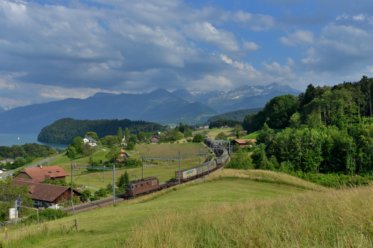 Re 425 178 mit einem KLV am 24.06.2016 bei Einigen. 