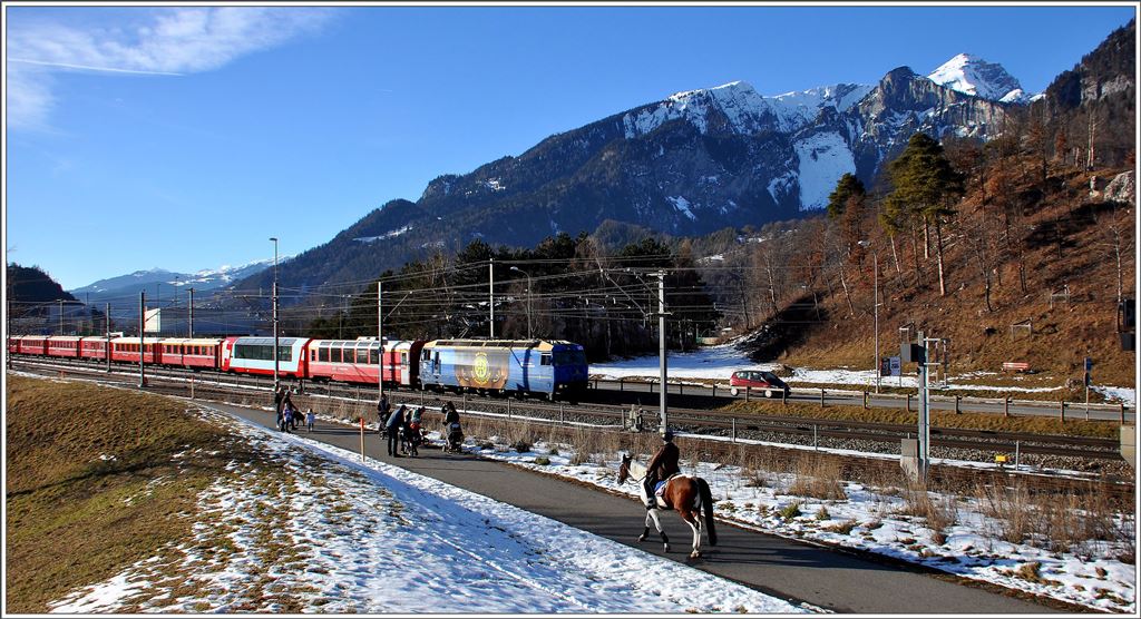 RE1144 mit Ge 4/4 III 652  Vaz/Obervaz Lenzerheide-Valbella  bei Ems Werk.(26.01.2016)