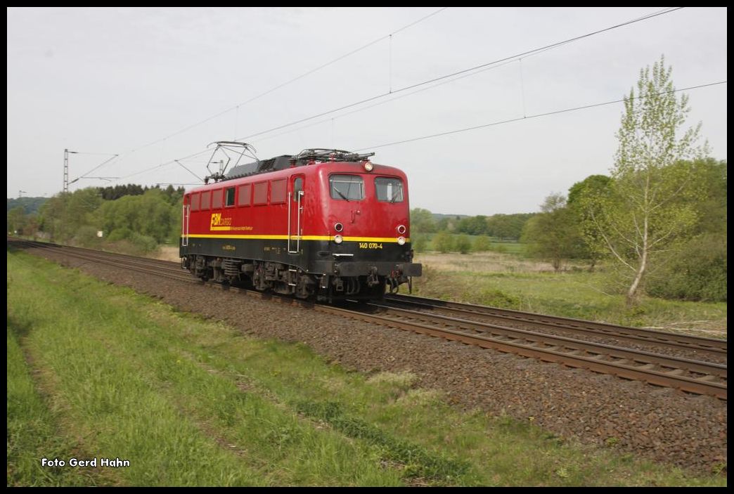 Solo kam am 12.5.2014 EBM Cargo 140070-4 um 9.38 Uhr durch Lengerich .- Schollbruch in Richtung Osnabrück.