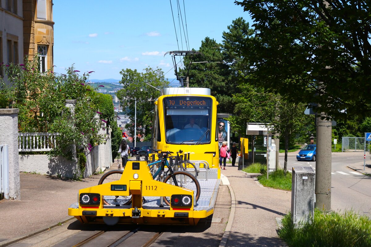 SSB Stuttgart Stadler ZT 4.2 Wagen 1101 und Fahrradwagen 1112 am 09.07.24 in Stuttgart