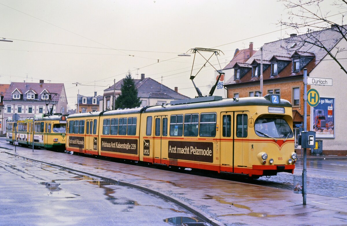 Straßenbahn Karlsruhe. Datum: 23.03.1986 