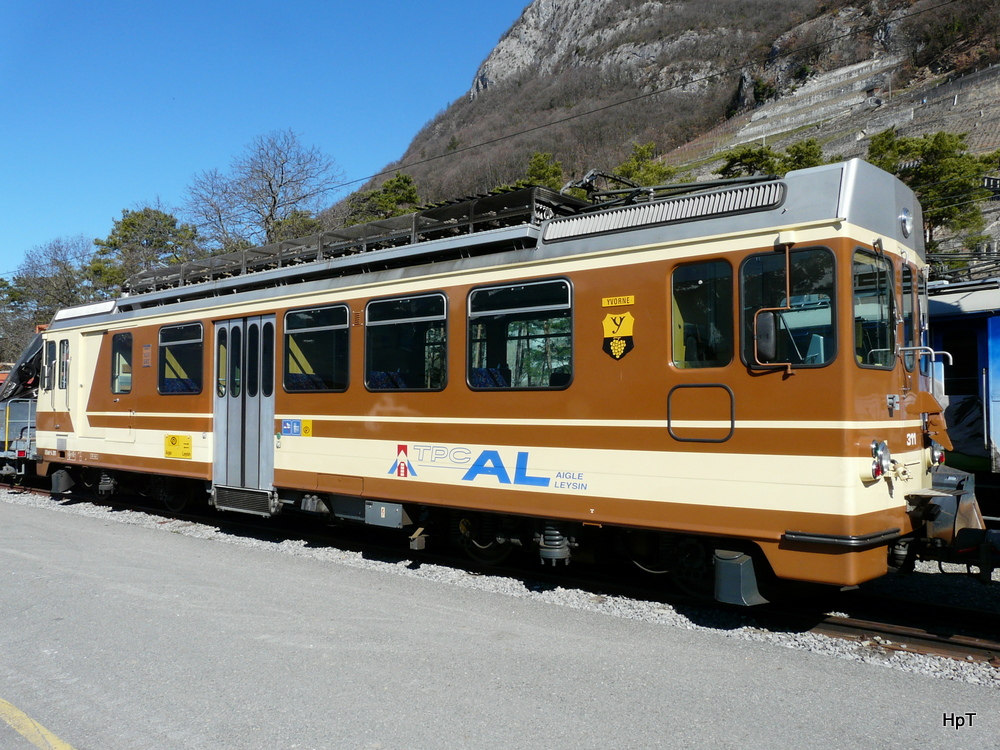 tpc / AL - Triebwagen BDeh 4/4 311 in Aigle am 09.03.2014