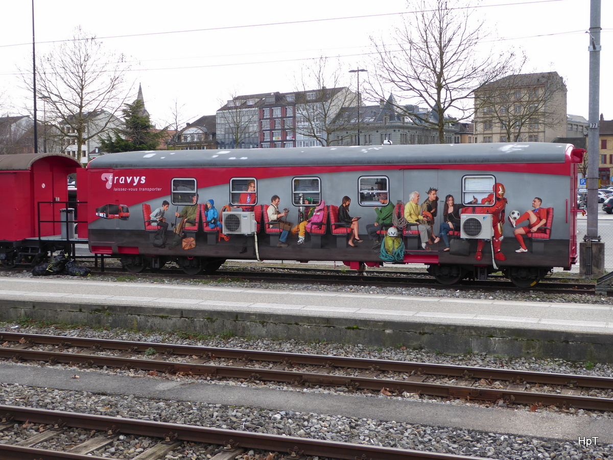 travys ( YSteC ) - Aufenthaltsraum für Personal (ex Brünig X 9753 in Yverdon am 18.02.2016