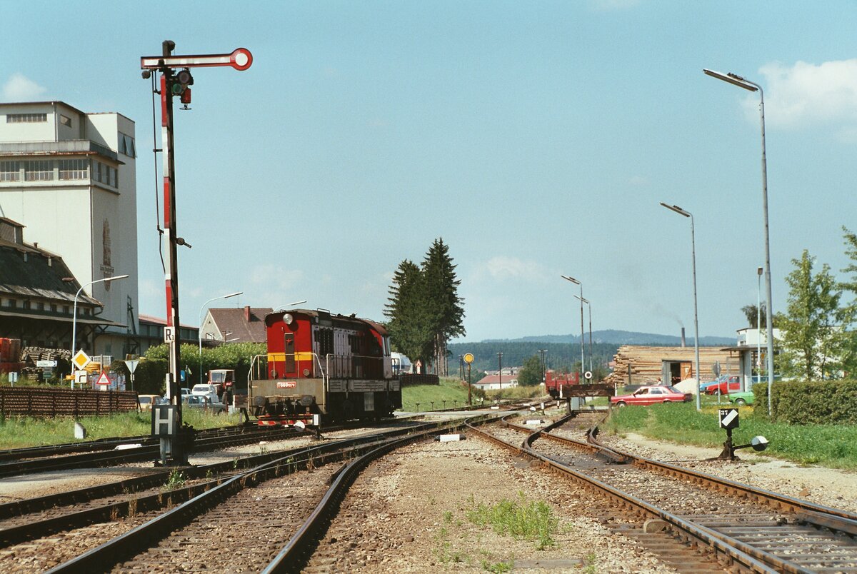 Tschechoslowakische Diesellok T 669 1078 (CSD) auf österreichischen Gleisen (Gmünd?), 20.08.1984