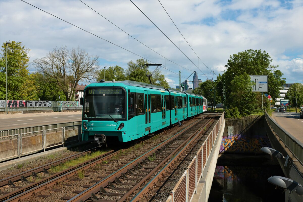 VGF Bombardier Flexity Swift U5-50 Wagen 870 am 22.05.21 in Frankfurt am Main