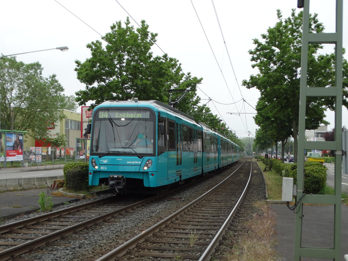 VGF Bombardier U5-50 Wagen 862 am 25.05.16 in Frankfurt Enkheim