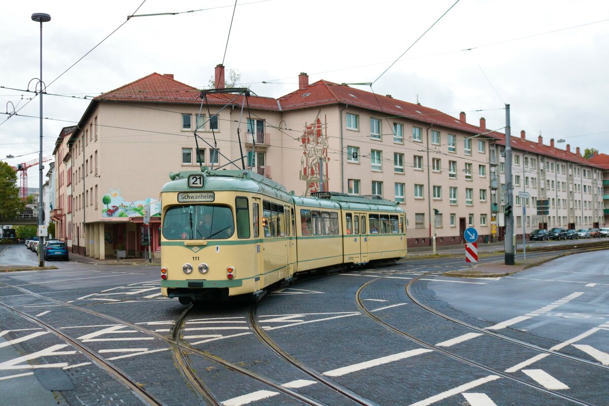 VGF Düwag O Wagen 111 am 18.09.22 bei einer HSF Sonderfahrt in Frankfurt am Main