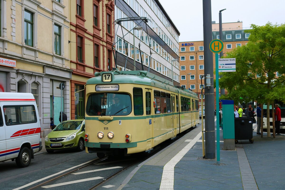 VGF Düwag O Wagen 111 am 18.09.22 bei einer HSF Sonderfahrt in Frankfurt am Main