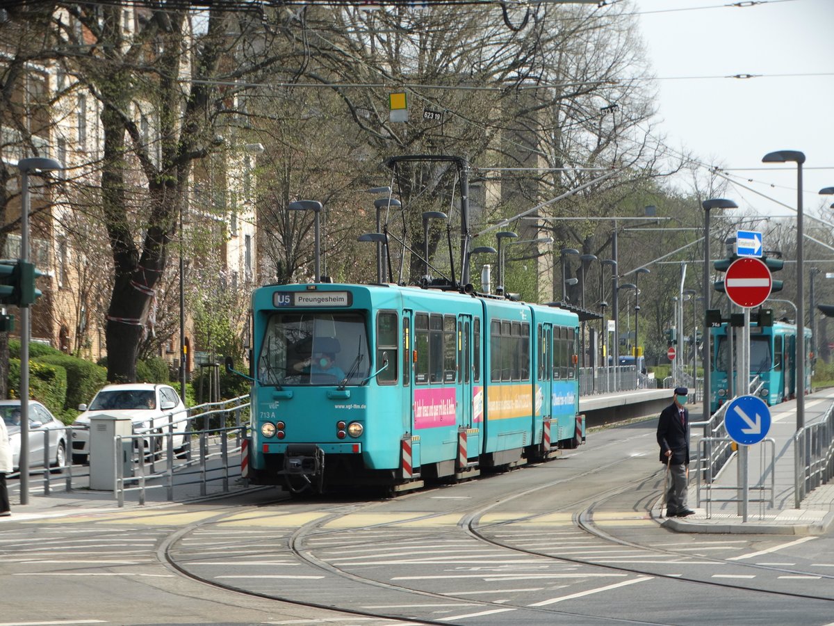 VGF Düwag Ptb Wagen 713 am 14.04.16 in Frankfurt am Main Eckenheim