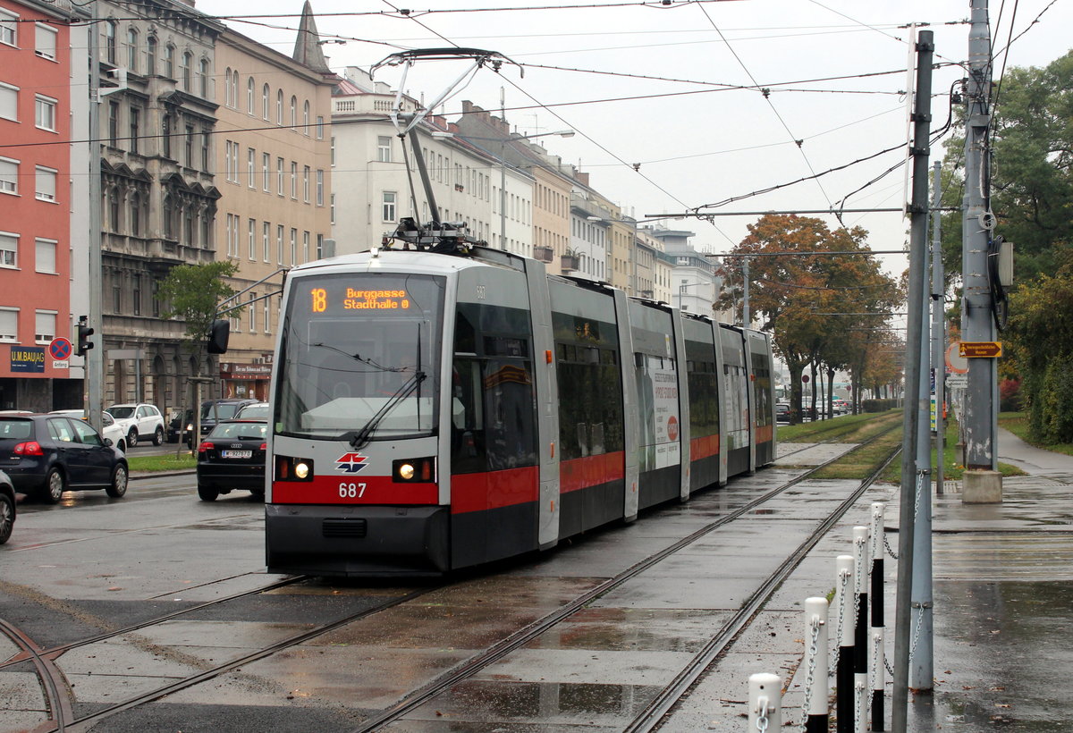 Wien Wiener Linien SL 18 (B 687) III, Landstraße, Landstraßer Gürtel / Fasangasse am 19. Oktober 2016.