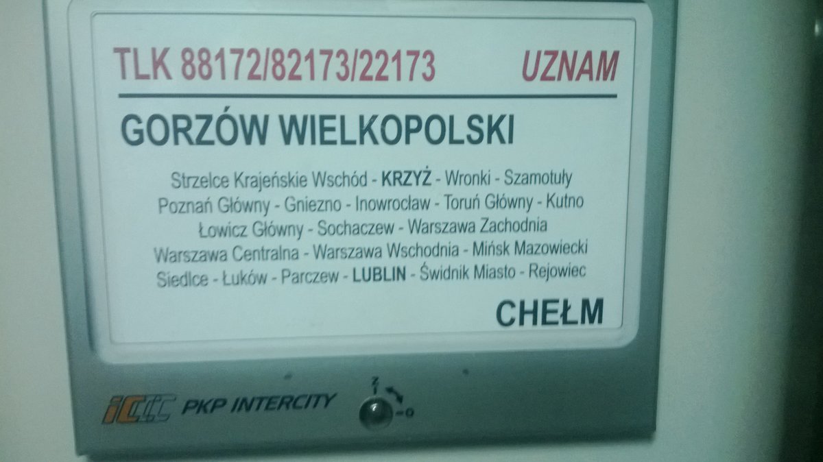 Zuglaufschild der TLK 88172/82173/22173, 17.08.2018