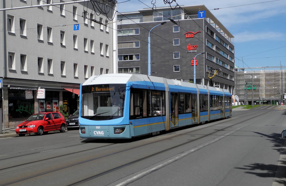 Zweirichtungs-Vario 901 am 15.05.15 in der Reitbahnstraße/Chemnitz