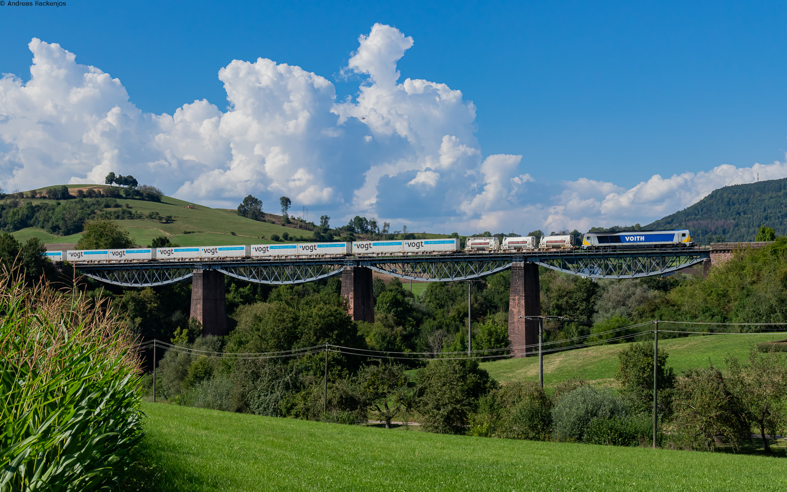 264 003 mit dem DGZ xxxxx (Rheinfelden - xxx) auf dem Fützener Talübergang 28.8.24