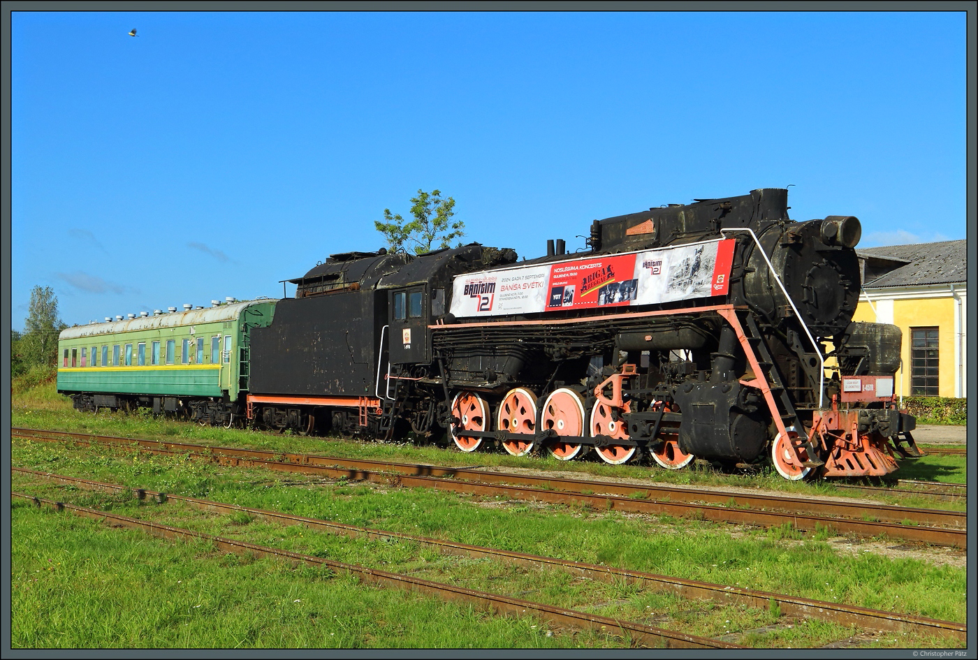 L-4578 steht als Denkmal vor dem Bahnbetriebswerk Gulbene. Sie wurde 1952 gebaut. (01.09.2024)