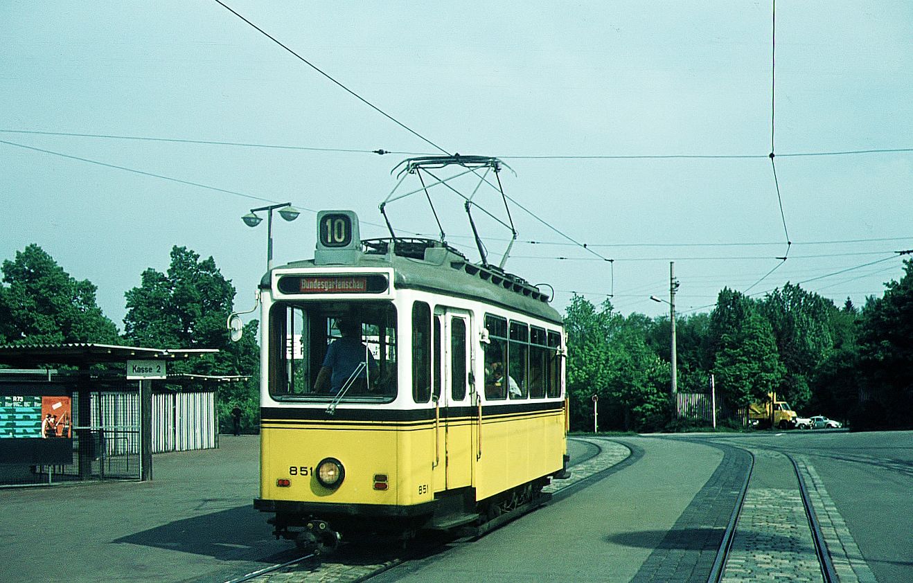 SSB Stuttgart__GS-Tw 851 auf Sonderfahrt in der Endschleife 'Killesberg'.__05-05-1973