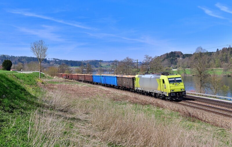 119 009 185 628 Mit Einem Holzzug Am 24 04 21 Bei Sandbach Bahnbilder De