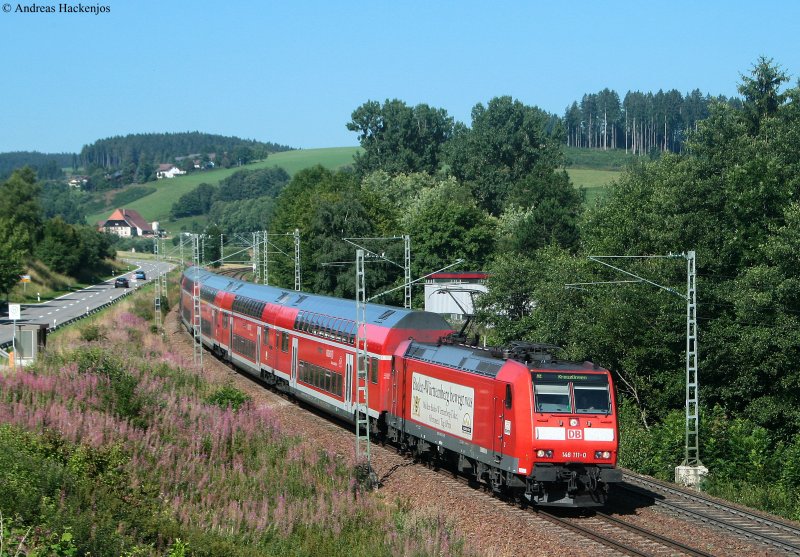 146 111-0 mit dem RE 5187 (Karlsruhe Hbf-Kreuzlingen) am km 70,6 6.8.09