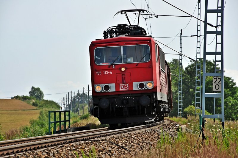 155 113 bei Starkow(Velgast) unterwegs nach Rostock am 15.07.09