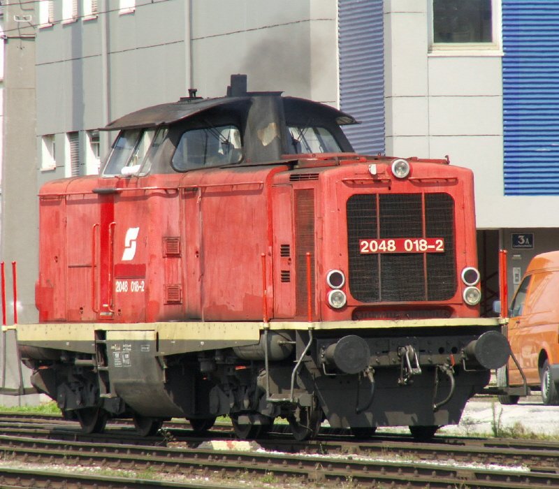 2048 018 ist am 7.8.2007 zum Verschubdienst in Salzburg Hbf eingeteilt