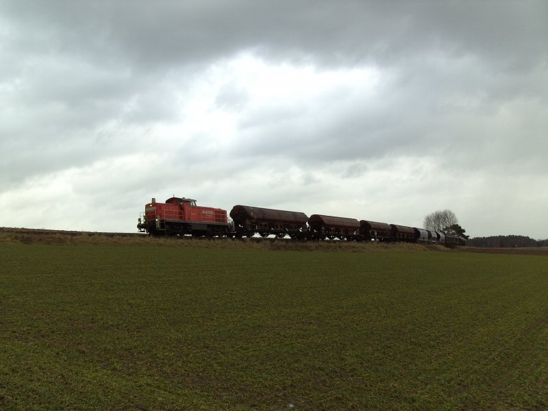 294 898 auf der Fahrt nach Amberg. Hier hat sie die Steigung zwischen Hirschau und Gebenbach gleich geschafft! (18.01.2008, Strecke Amberg-Schanittenbach)