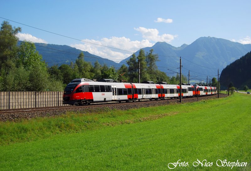 4024 020-2 + 4024 0 ? als S3 5079 Saalfelden - Berchtesgaden Hbf.,zwischen St.Johann im Pongau und Mitterberghtten unterwegs (sterreichurlaub 15.08.09)