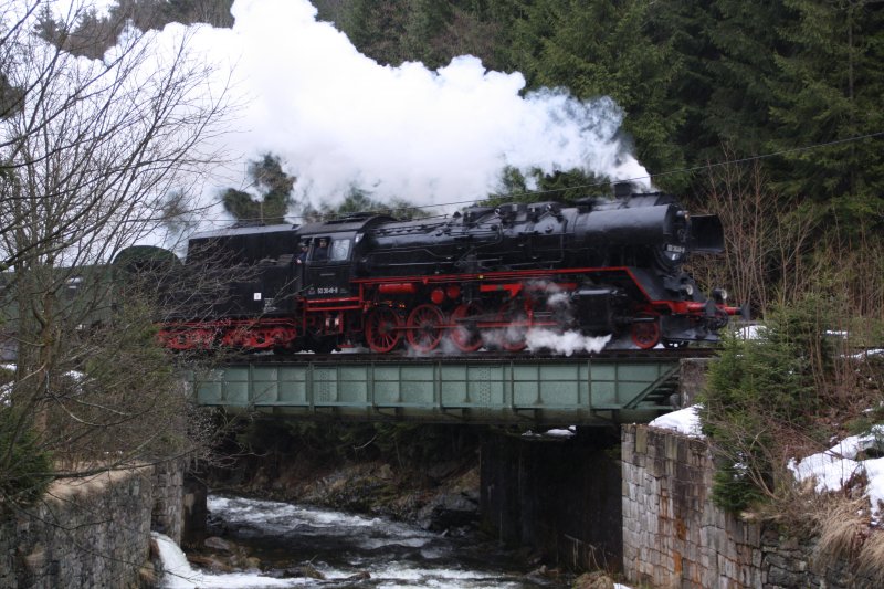 50 3648 auf der Schwarzwasser Brcke kurz nach Antonsthal am 28.03.09.