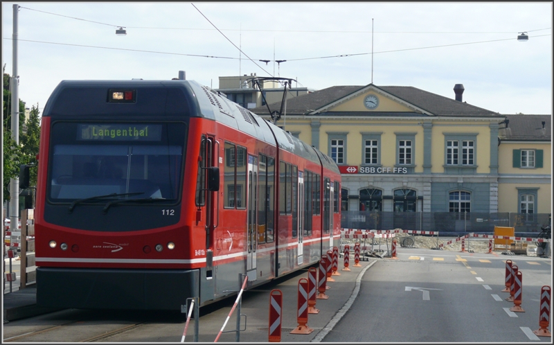 ASm 4/12 112 an der provisorischen Endhaltestelle am Bahnhof Solothurn. (22.08.2009)