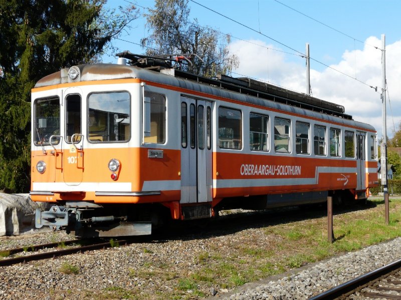 asm - Triebwagen Be 4/4  107 im Depotareal von Langenthal am 20.10.2007