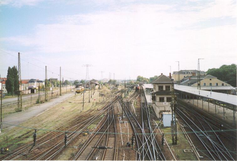 Blick auf den Bahnhof in Riesa.