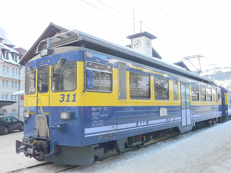 BOB - Zahnradtriebwagen ABeh 4/4  311 in Grindelwald am 10.01.2009