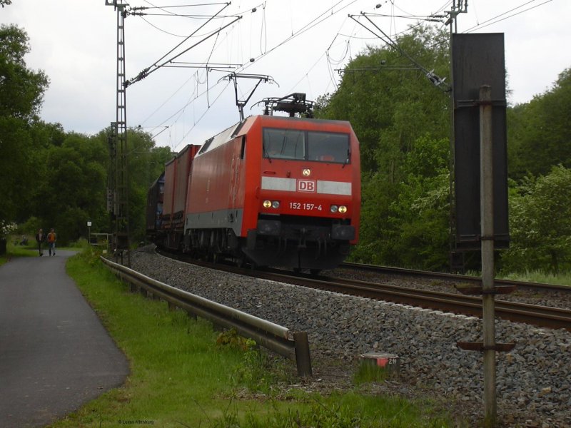 BR 152 157 mit Gterzug bei Eschwege West in Richtung Eichenberg; Mnnertag 2007