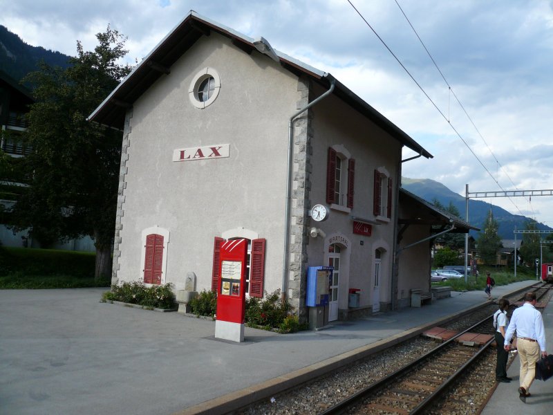 Das Bahnhofsgebude Lax am 13.8.2007