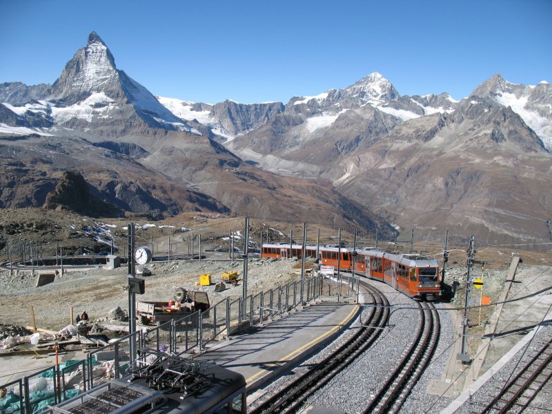 Der Bahnhof Gornergrat und das Matterhorn.
(11.10.2007) 