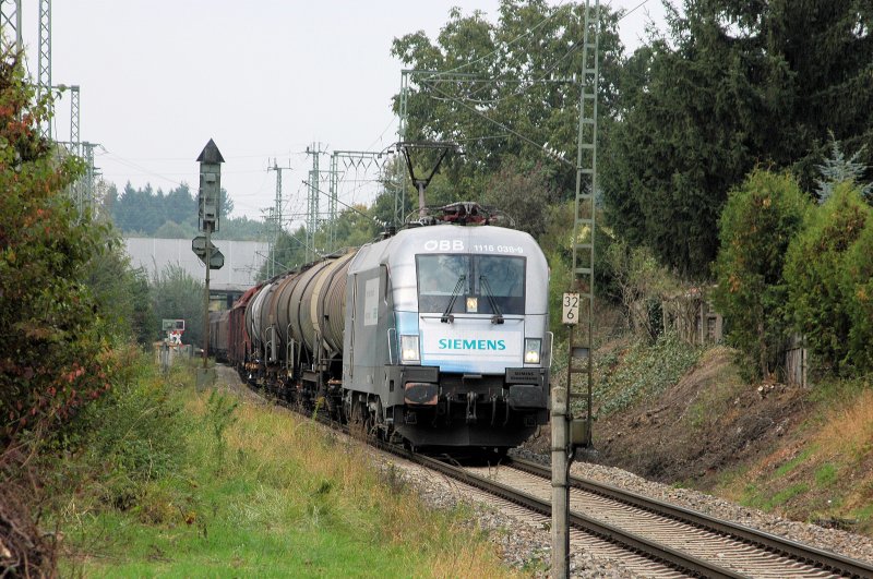 Der Siemens-Stier (1116 038) am 19.09.09 an der Xaver-Weismor-Str in Mnchen-Trudering