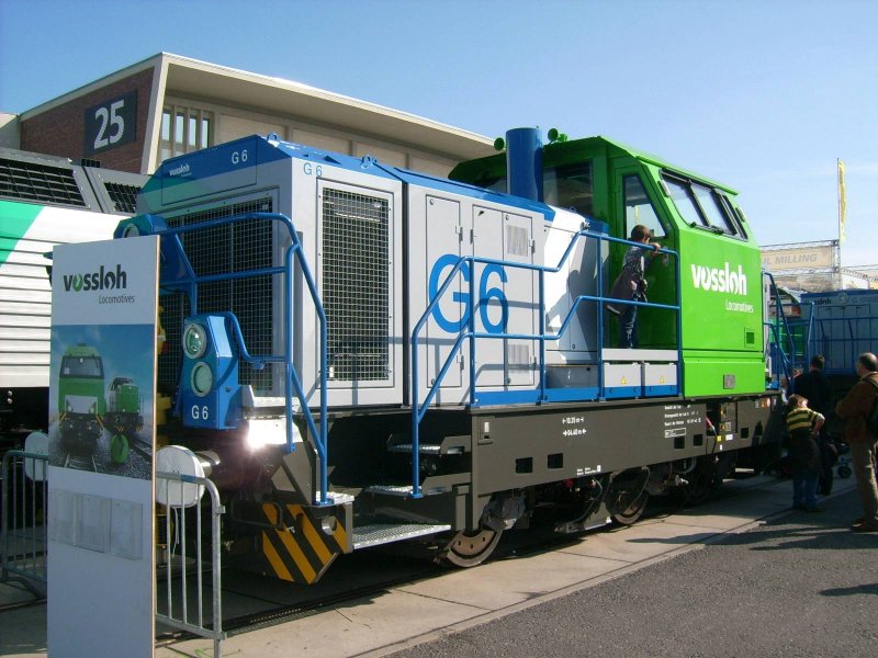 Deutlich kleiner als ihre Schwester ist die G6 von Vossloh; fotografiert am 28.09.08 auf der Innotrans.