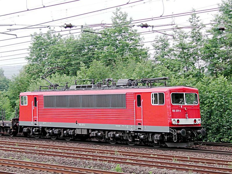  Die 155 217 vom Bw Seddin, bei der Durchfahrt durch Hagen-Hengstey. Aufn.2007.