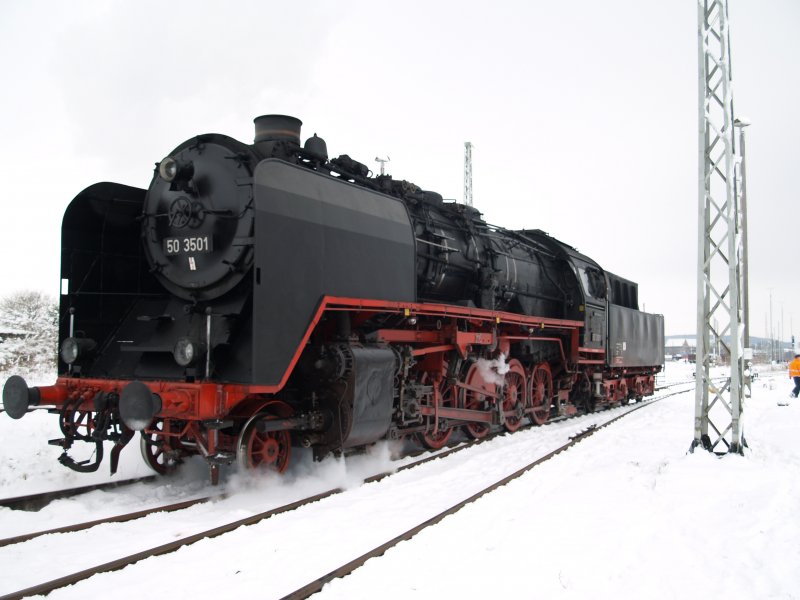 Die 50 3501 am 14.02.2009 in Arnstadt.
